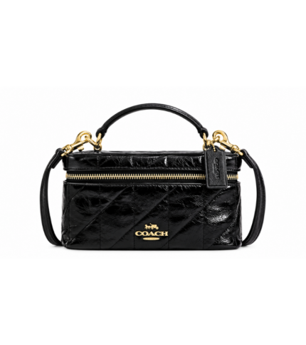 Sac Coach Rainer Crossbody Bag 18 with Quilting en cuir noir matelassé
